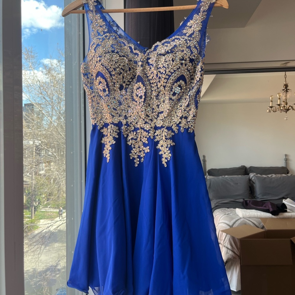 Royal Blue beaded formal dress
